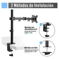 Soporte Monitor Escritorio Articulado 15"-30"  8Kg/180° Vesa 100x100 negro