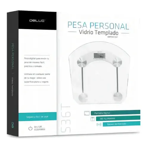 PESA DIGITAL PERSONAL VIDRIO TEMPLADO 180KG MAX. S36T DBLUE