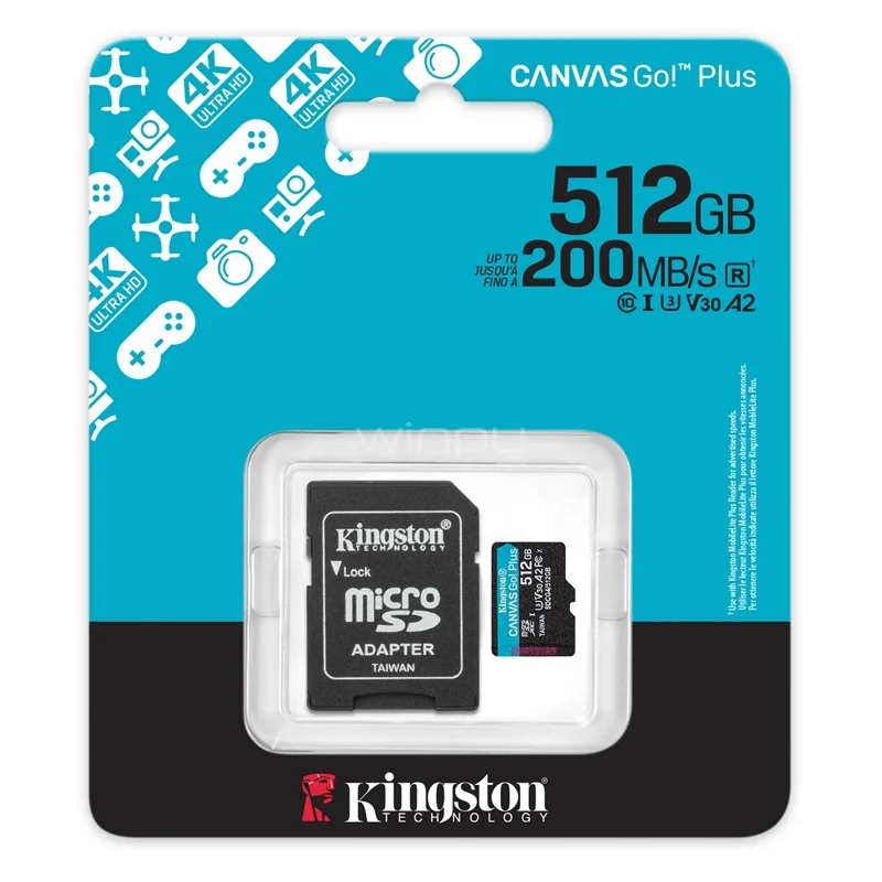 MEMORIA FLASH SD MICRO C/ADAP. 512GB CANVAS GO PLUS 4k/V30 170MB/s
