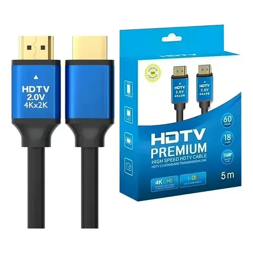 CABLE HDMI A HDMI 5,0 MT MACHO-MACHO HDTV 2.0V 4K PREMIUM