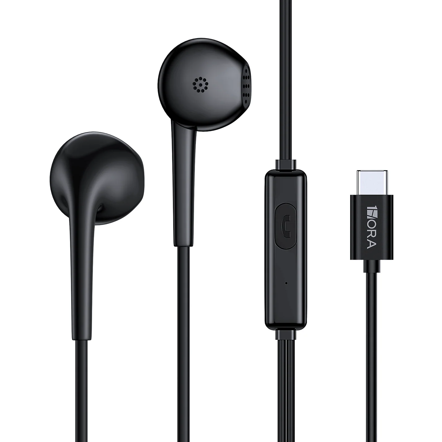 AUDIFONO ALAMBRICO IN-EAR C/MIC USB-C AUT124N NEGRO 1HORA