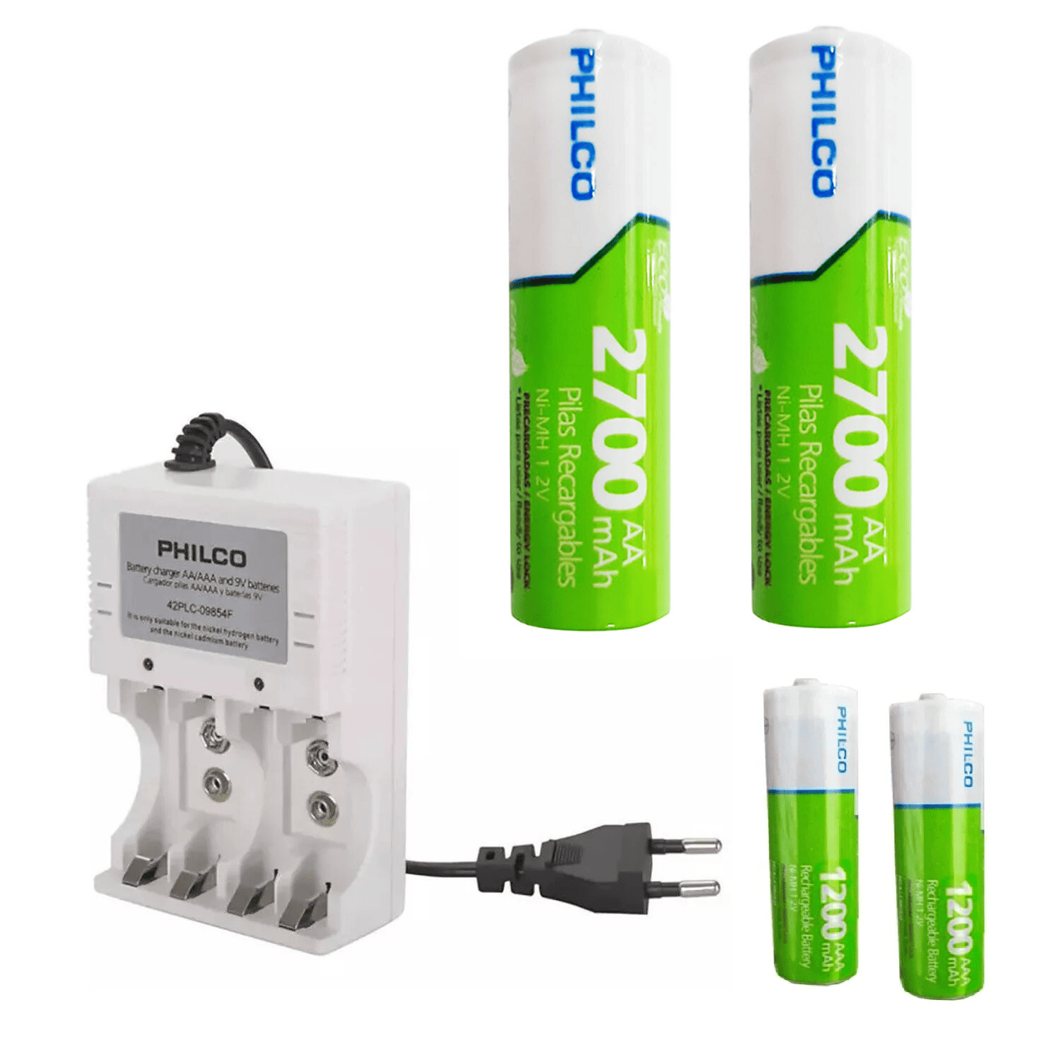 CARGADOR PILAS AA /AAA/9V  + 2PILAS AA/ 2PILAS AAA 42PLC9854G 