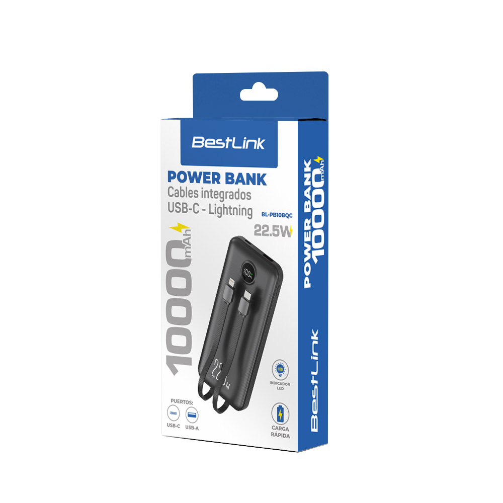 POWER BANK C/CABLES 10000MAH 22.5W BL-PB10BQC NEGRO