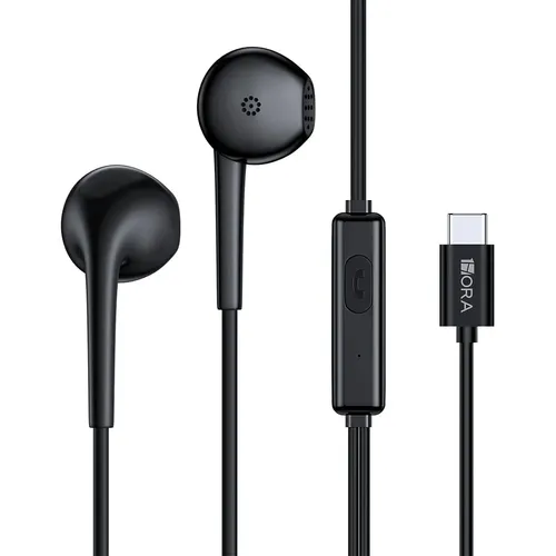 AUDIFONO ALAMBRICO IN-EAR C/MIC USB-C AUT125N NEGRO 1HORA