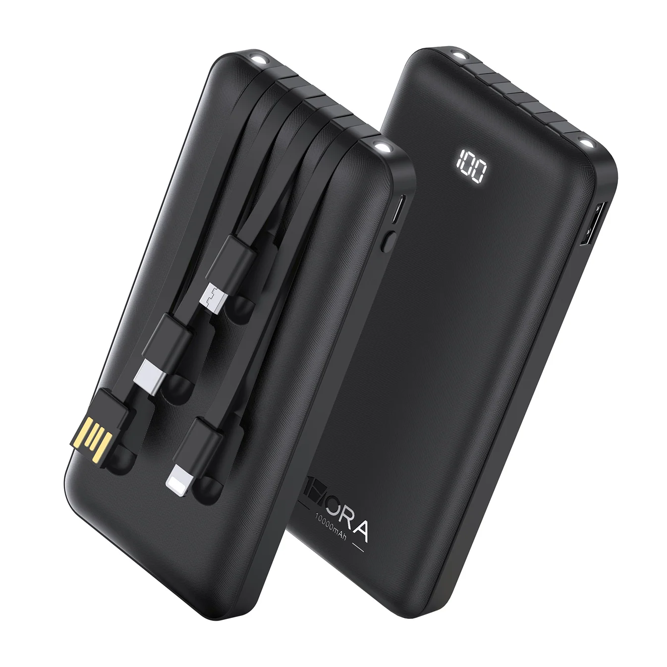 POWER BANK C/4 CABLES 10000MAH 10.5W GAR148N NEGRO