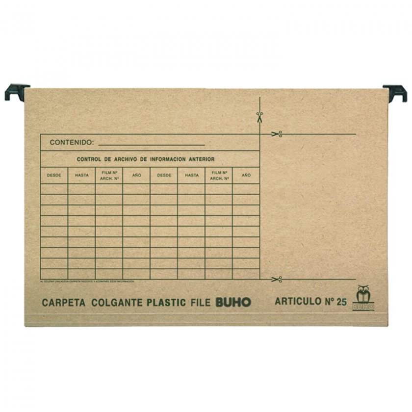 CARPETA COLGANTE FLEJE PLASTICO KRAF N°25 