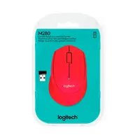 Logitech M280 - Ratón - diestro - óptico - 3 botones - inalámbrico - 2.4 GHz - receptor inalámbrico USB - rojo