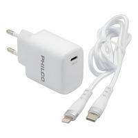 CARGADOR RAPIDO PARED USB-C A LIGHTNING 1,0MT/QC624