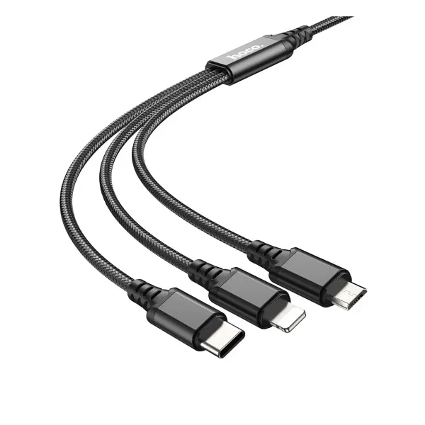CABLE CARGA/DATOS 3 EN 1 LGT/MICRO/ TIPO C 2.0A 1MT HOCO