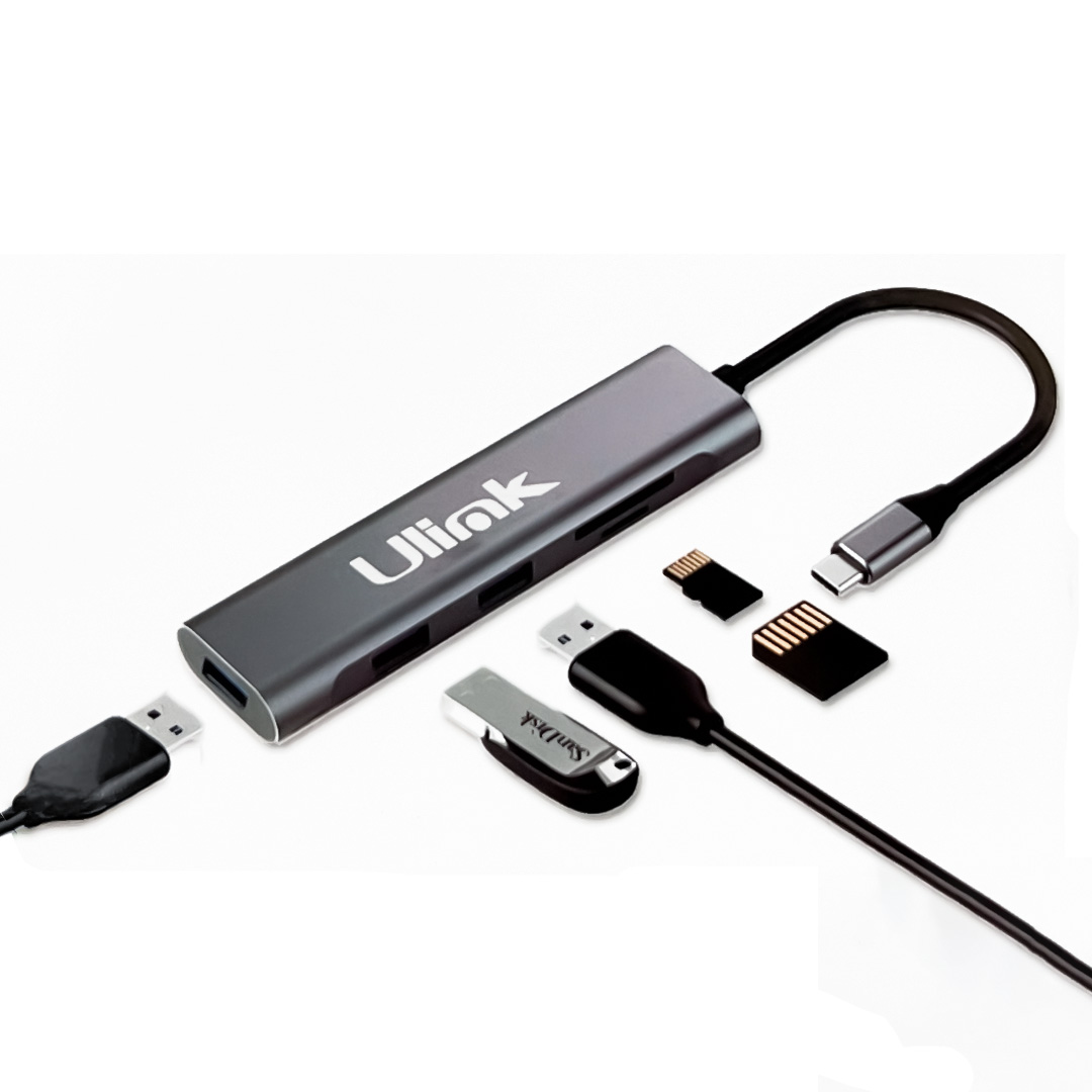 ADAPTADOR MULTIPUERTO 5 EN 1 UL-ADC530RD USBC A 3USB/SD/MICROSD ULINK