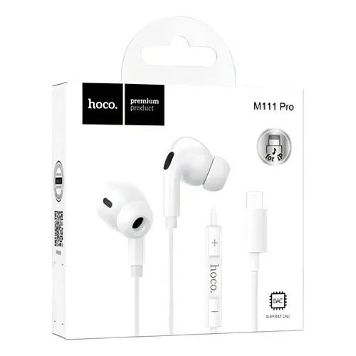 AUDIFONO ALAMBRICO CON MIC. LIGHTNING M111 PRO BLANCO