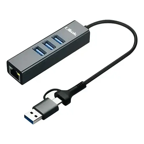 HUB USB-C/A  A ETHERNET GIGABIT + 3 PUERTOS USB 3.0