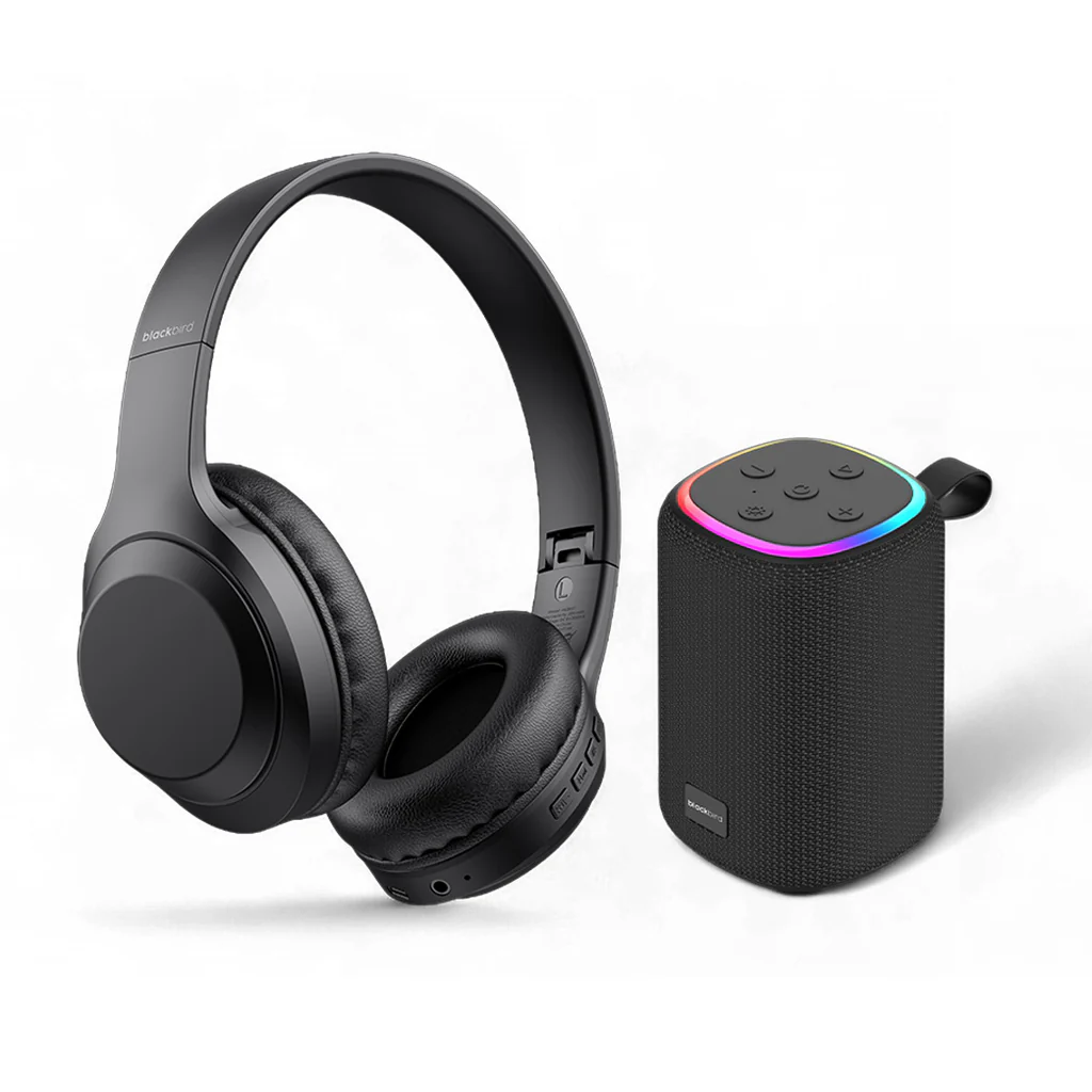 AUDIFONO BLUETOOTH + PARLANTE BLUETOOTH V5.3 BA-003G GRIS BLACK BIRD
