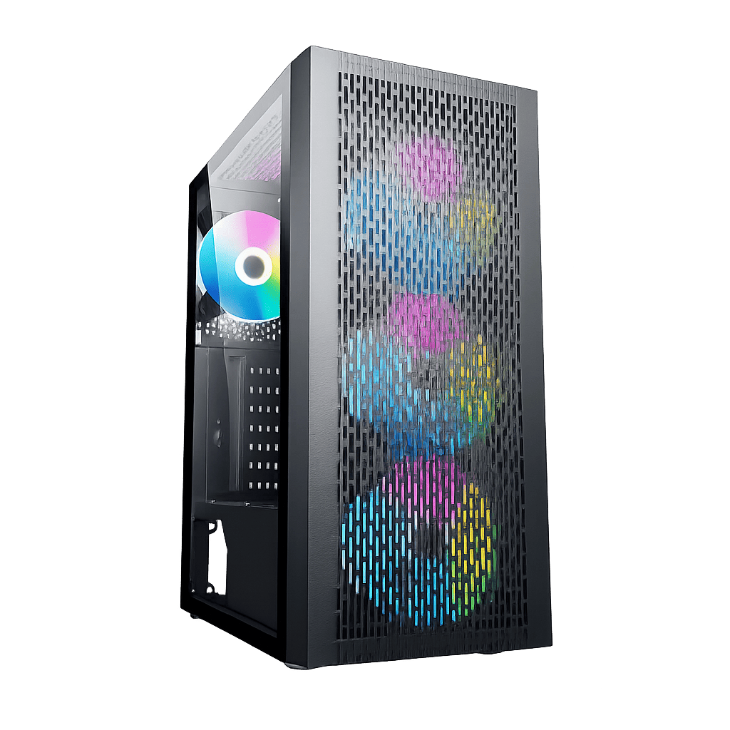 GABINETE GAMER F22-BK 4 FAN ARGB/ 1 FAN REAR/ 3 FRONT/ ATX/ M-ATX/ I-ATX/ USB 3.0/USB 2.0/AUDIO SIN FUENTE 