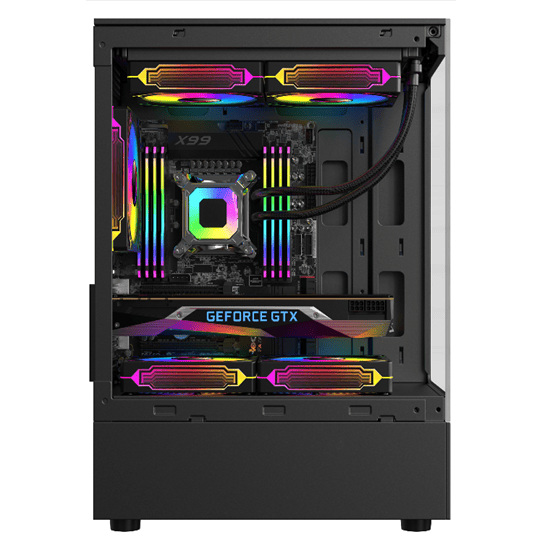 GABINETE GAMER H60-BK / 5 FAN ARGB/ 1 FAN TRASERO/ 2 ARRIBA/ 2 ABAJO/ M-ATX/ ITX/ USB 3.0/USB 2.0/AUDIO/ C REMOTO SIN FUENTE 2