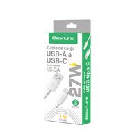 CABLE CARGA/DATOS USB-A/USB-C 3.0A 27W 1MT BL-CHCBC800 BLANCO BESTLINK