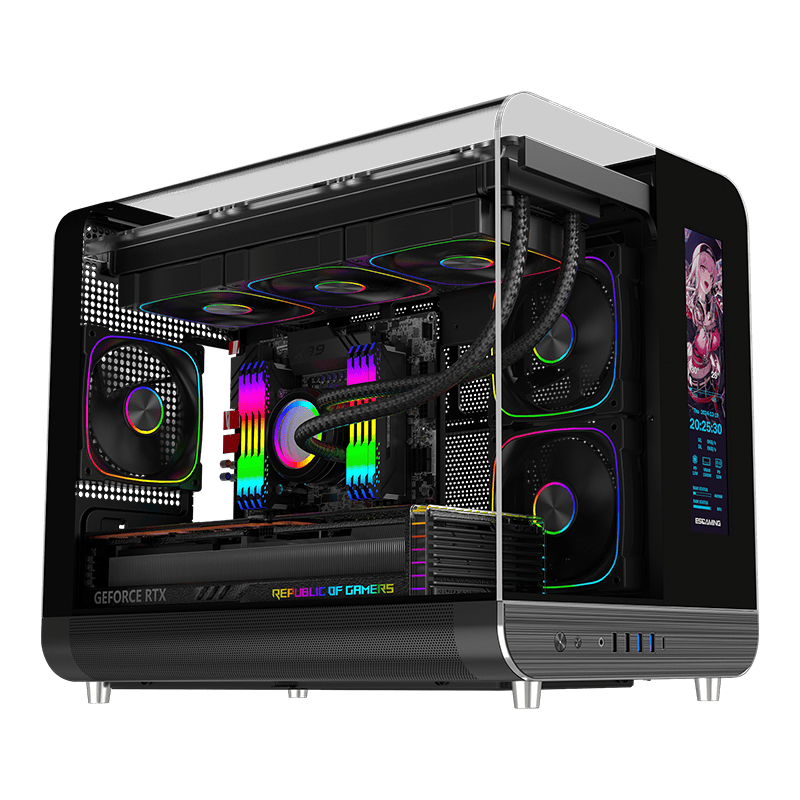 GABINETE GAMER XPH MATX BLACK ARGB 2 FAN MB/ 1 TRASERO/ 3 ARRIBA/ 3 ABAJO C/REMOTO /PANTALLA LCD  S/ FUENTE