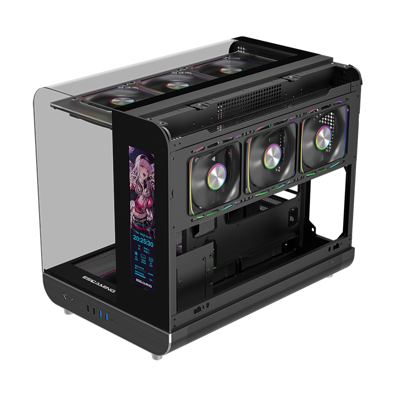 GABINETE GAMER XPH MATX BLACK ARGB 2 FAN MB/ 1 TRASERO/ 3 ARRIBA/ 3 ABAJO C/REMOTO /PANTALLA LCD  S/ FUENTE 3