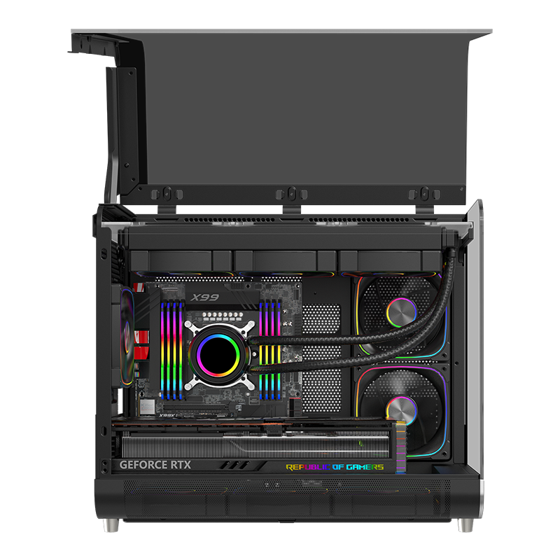 GABINETE GAMER XPH MATX BLACK ARGB 2 FAN MB/ 1 TRASERO/ 3 ARRIBA/ 3 ABAJO C/REMOTO /PANTALLA LCD  S/ FUENTE 4
