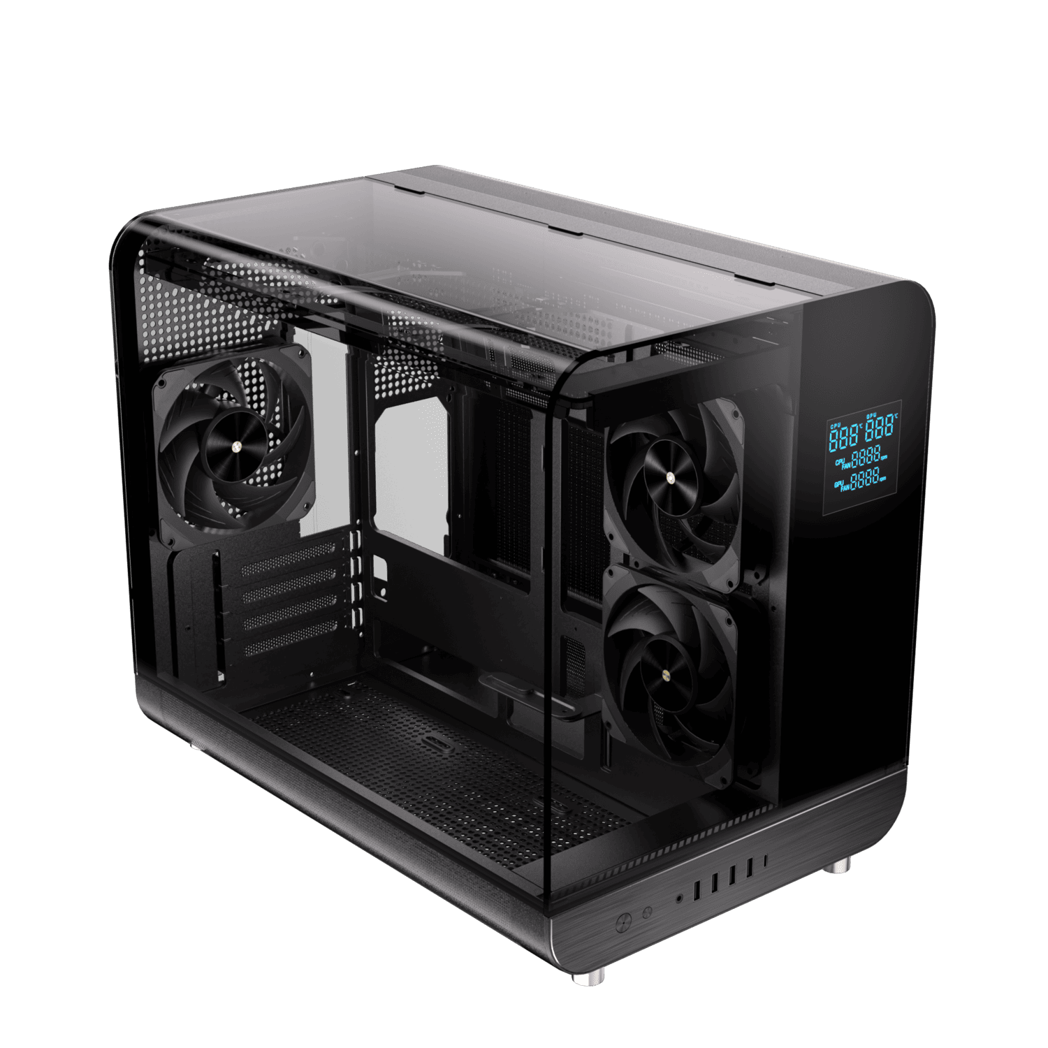 GABINETE GAMER XPH MATX BLACK ARGB 2 FAN MB/ 1 TRASERO/ 3 ARRIBA/ 3 ABAJO C/REMOTO /PANTALLA LCD  S/ FUENTE 7