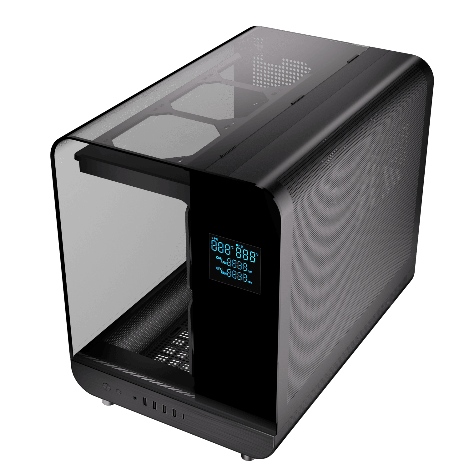GABINETE GAMER XPH MATX BLACK ARGB 2 FAN MB/ 1 TRASERO/ 3 ARRIBA/ 3 ABAJO C/REMOTO /PANTALLA LCD  S/ FUENTE 8