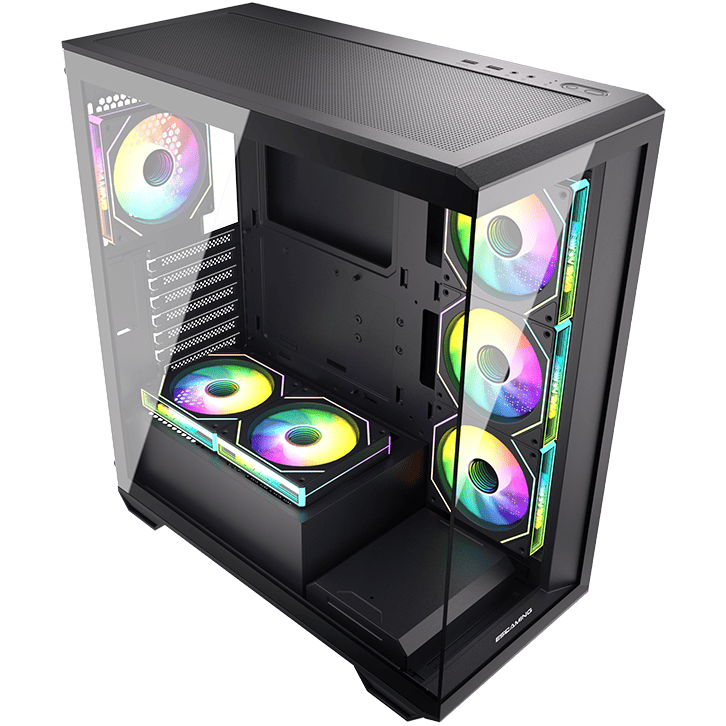 GABINETE GAMER GILGAMESH(K6-BK) ATX BLACK ARGB (6 FAN)  3 FAN MB/ 2 FAN ABAJO, 1 FAN TRASERO S/ FUENTE 5
