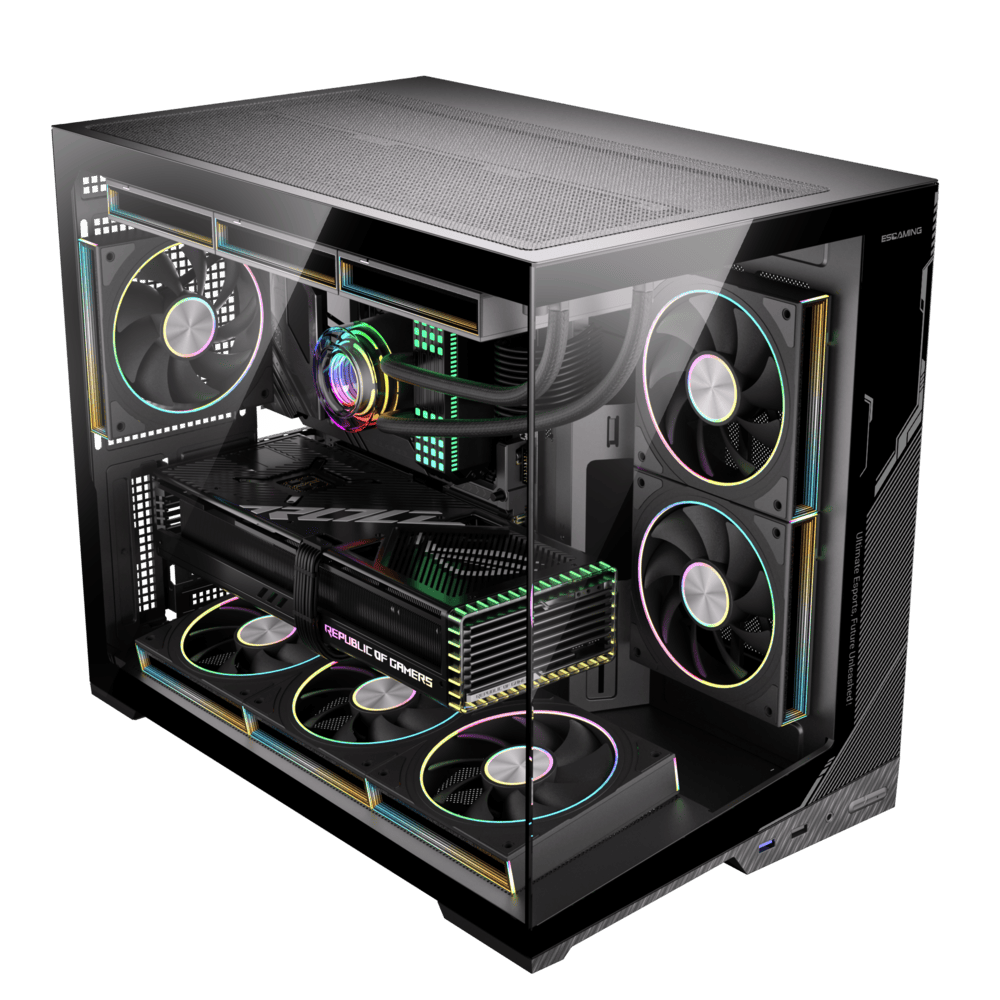 GABINETE GAMER ZERO MATX BLACK ARGB (6 FAN)  2 FAN MB/ 3 FAN ABAJO, 1 FAN TRASERO S/ FUENTE/ USB 3.0 4