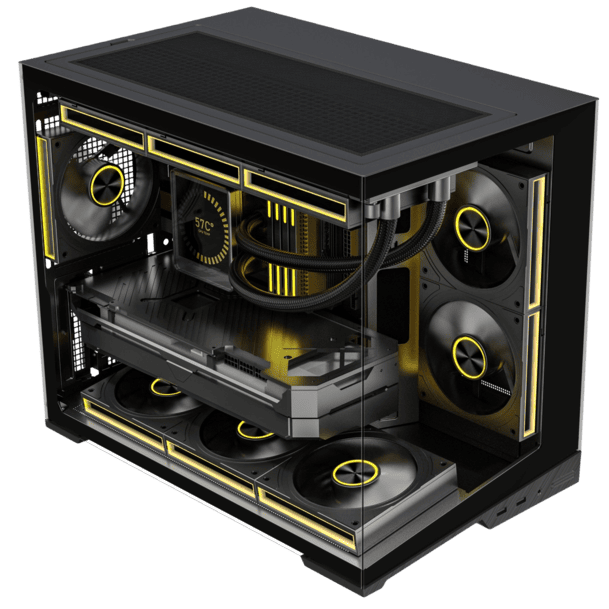GABINETE GAMER ZERO MATX BLACK ARGB (6 FAN)  2 FAN MB/ 3 FAN ABAJO, 1 FAN TRASERO S/ FUENTE/ USB 3.0 7