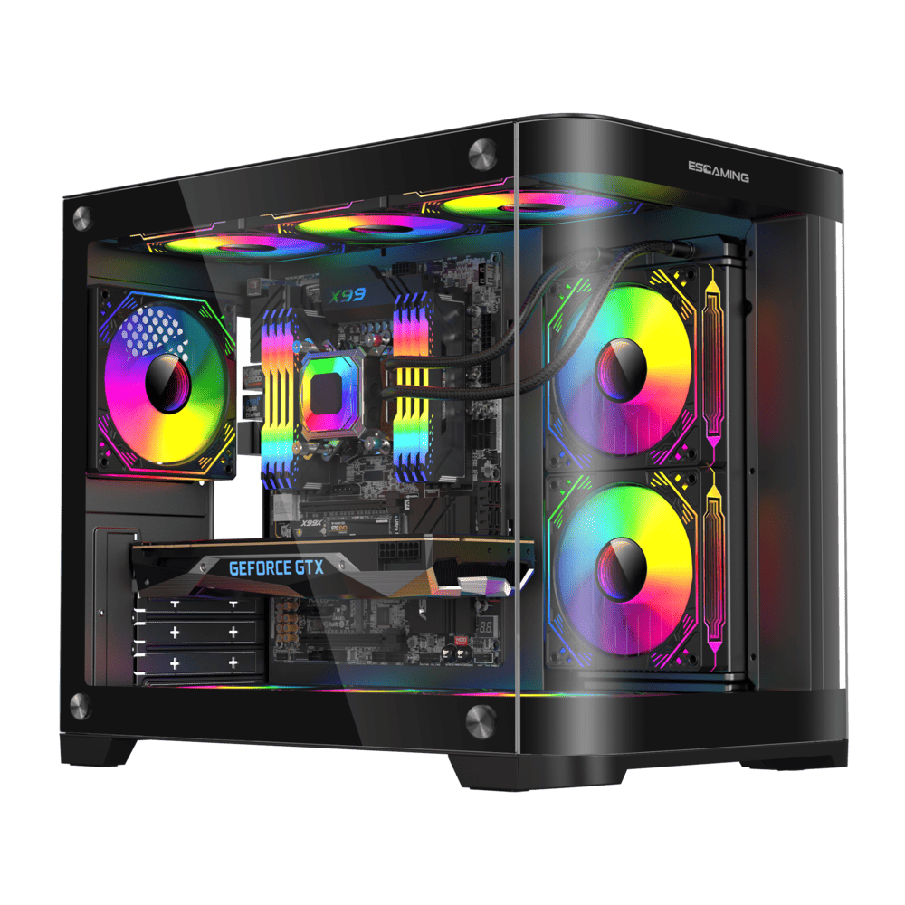 GABINETE GAMER VIPER MATX BLACK ARGB (5 FAN)  2 FAN MB/ 2 FAN ABAJO, 1 FAN TRASERO S/ FUENTE/ USB 3.0/ USB C 3