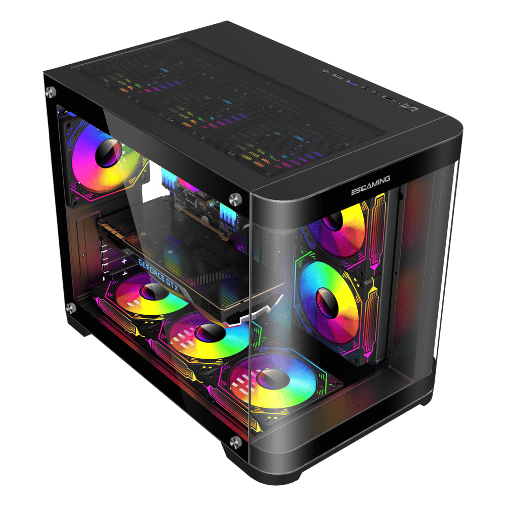 GABINETE GAMER VIPER MATX BLACK ARGB (5 FAN)  2 FAN MB/ 2 FAN ABAJO, 1 FAN TRASERO S/ FUENTE/ USB 3.0/ USB C 4