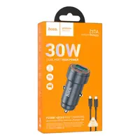CARGADOR AUTO FAST CHARGING 30W DUAL PORT Z57A PD30W+QC3.0 C/CABLE HOCO