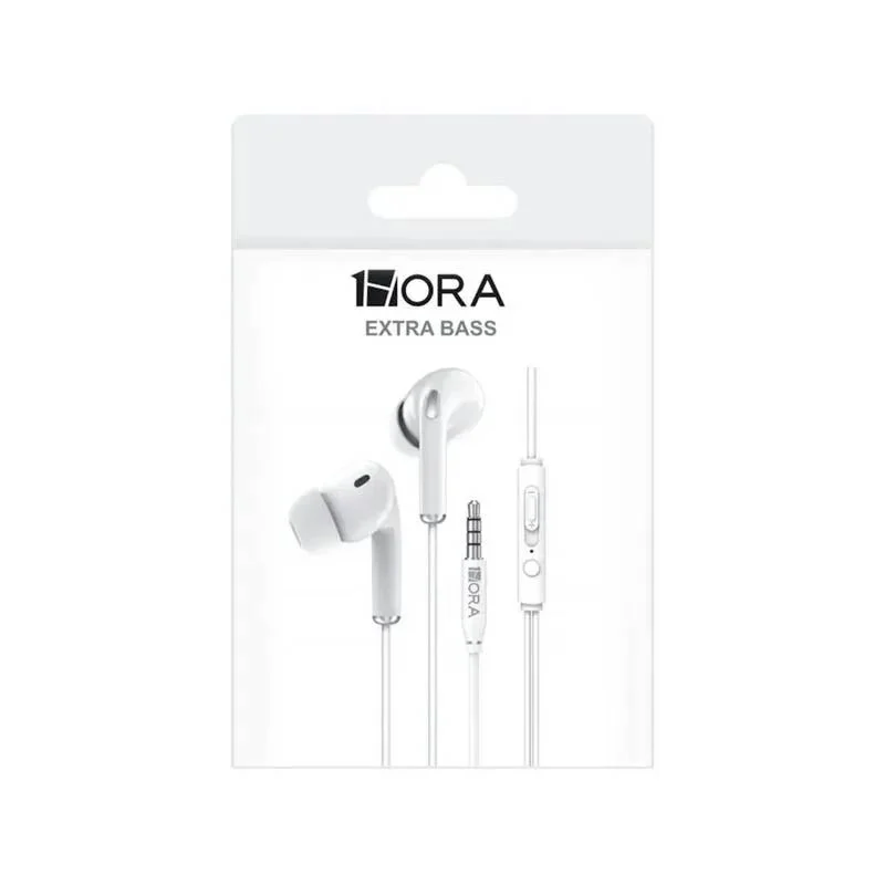 AUDIFONO ALAMBRICO IN-EAR C/MIC PLUG3.5MM AUT123B BLANCO 1HORA