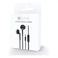 AUDIFONO ALAMBRICO IN-EAR C/MIC PLUG3.5MM AUT117N NEGRO 1HORA