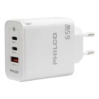 CARGADOR RAPIDO 65W 2USB-C/1USB-A + CABLE C 1MT QC667 PHILCO