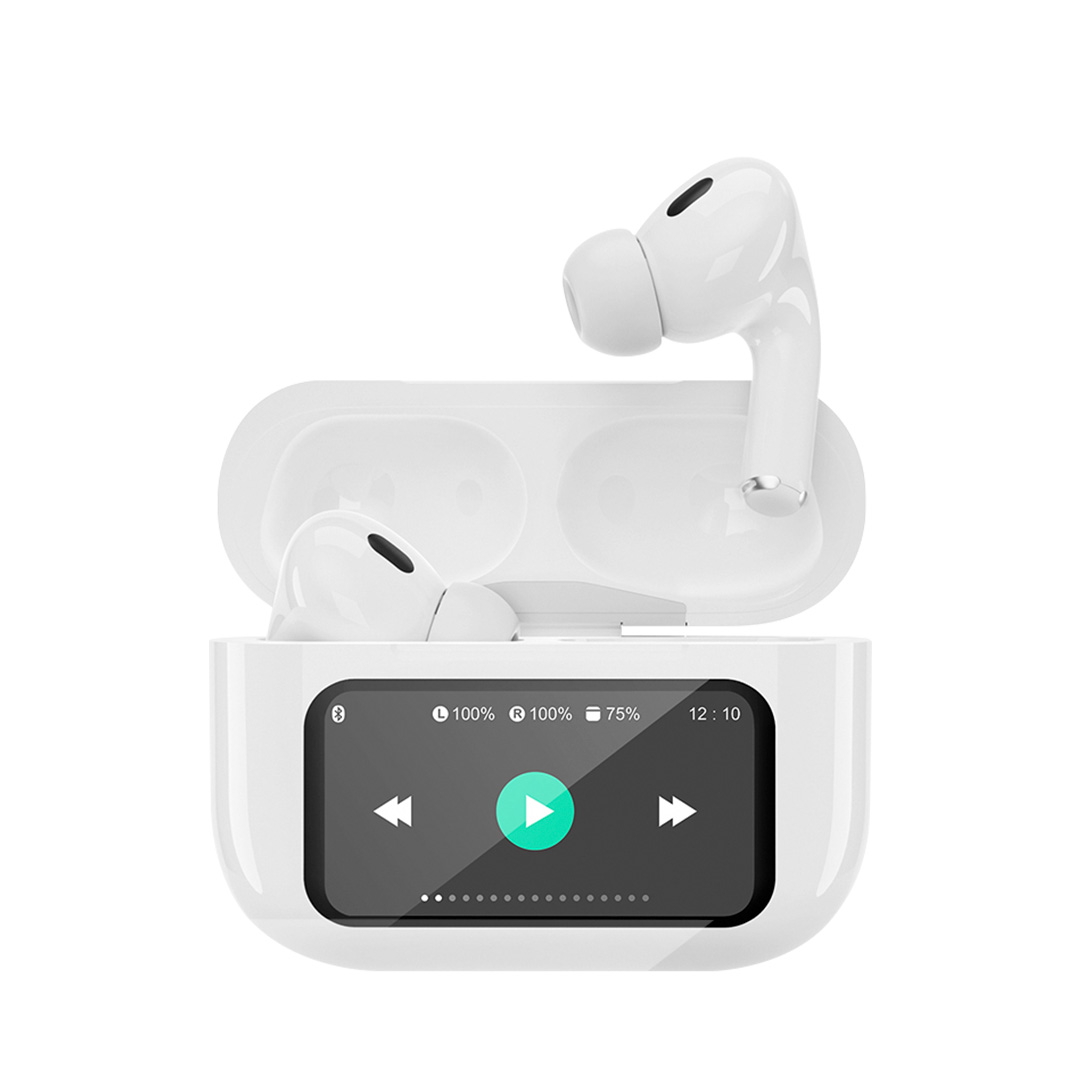 AUDIFONO BLUETOOTH TWS SMART DISPLAY ANC/ENC C/PANTALLA BLANCO