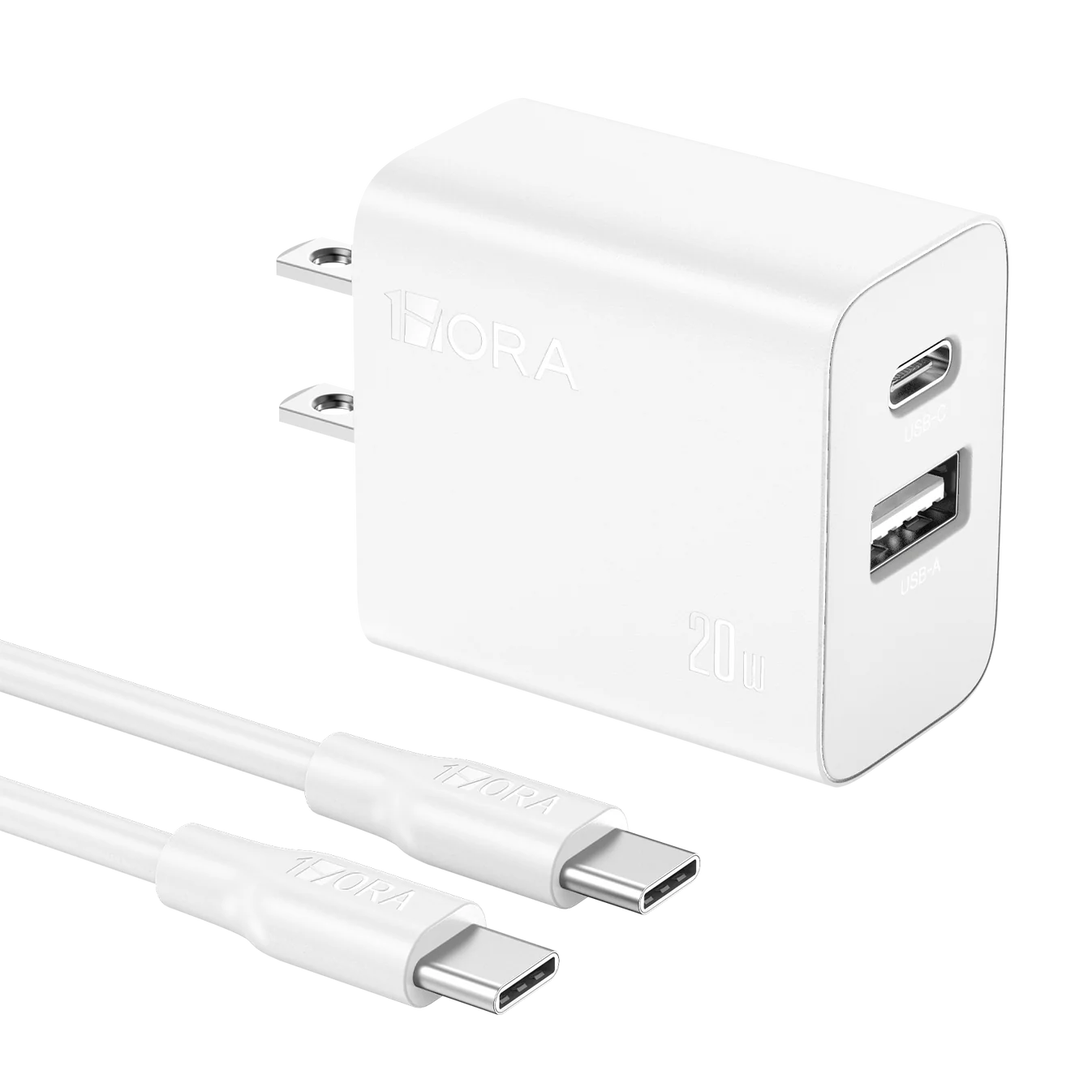 ADAPTADOR DE CORRIENTE DUAL 20W USB-A + USB-C BLANCO