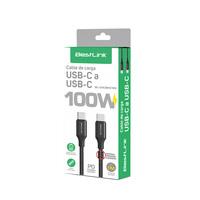 CABLE CARGA/DATOS USB-C/USB-C 100W TRENZADO NEGRO 1MT 