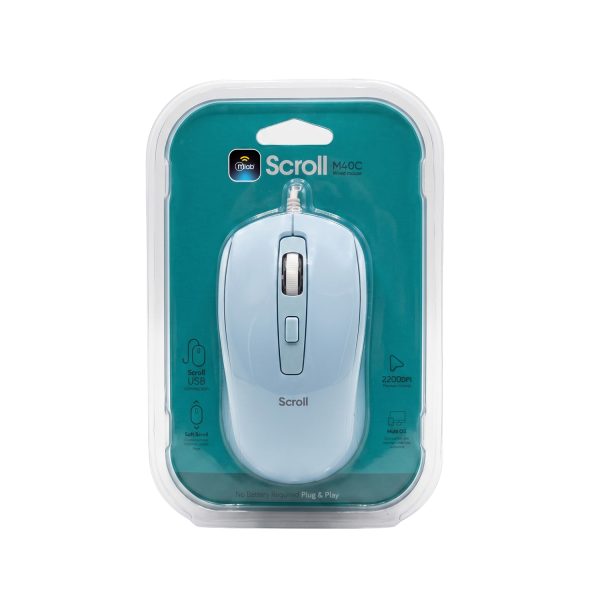 MOUSE ALAMBRICO USB SCROLL CELESTE