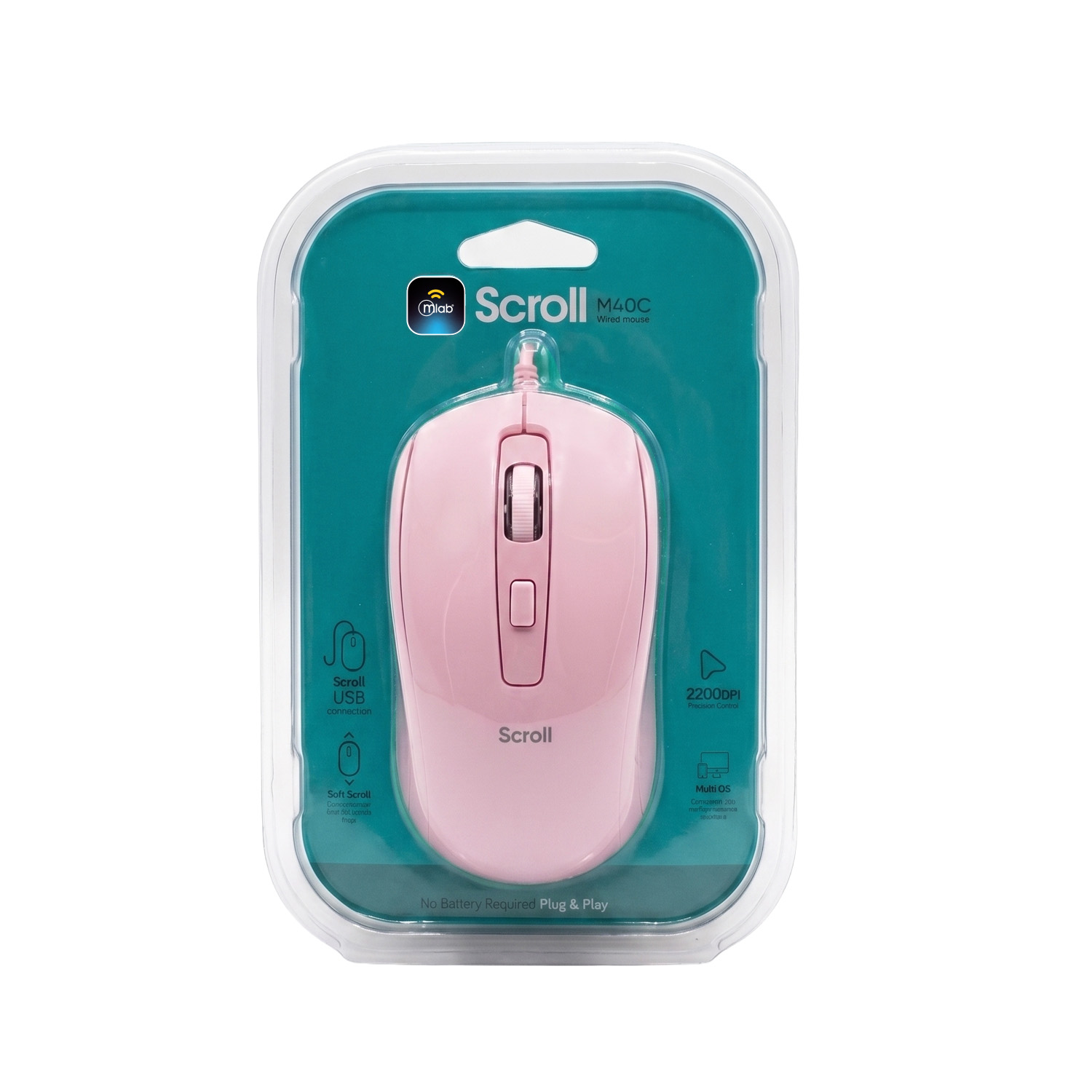 MOUSE ALAMBRICO USB ROSADO