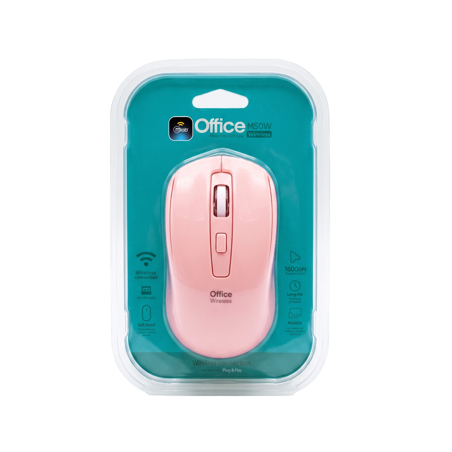 MOUSE INALAMBRICO 2,4GHZ OFFICE ROSADO