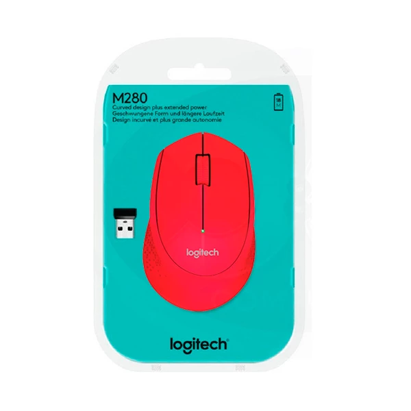Logitech M280 - Ratón - diestro - óptico - 3 botones - inalámbrico - 2.4 GHz - receptor inalámbrico USB - rojo 4